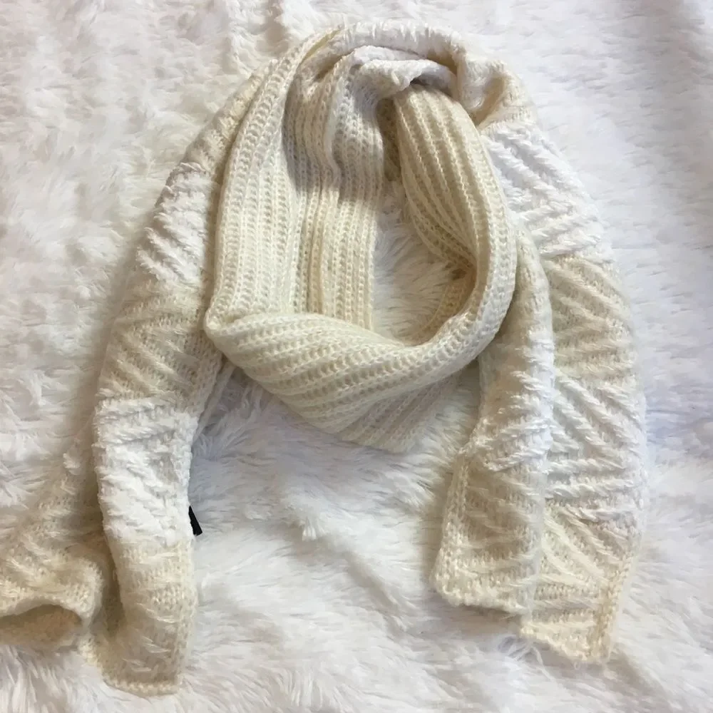 INC Scarf Chenille Striped Arrow-Stitch Muffler Neck warmer